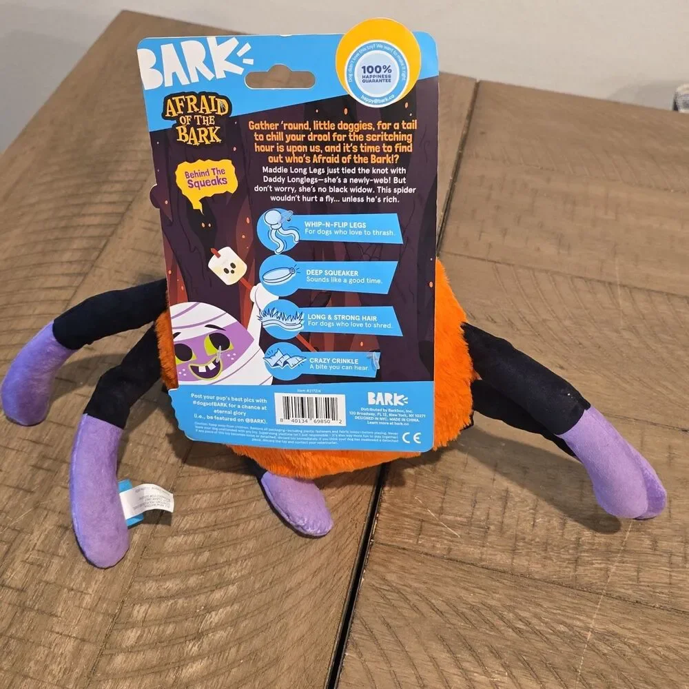 Bark Box Dog Toy Plush Spider Afraid Of The Bark Halloween All Sizes